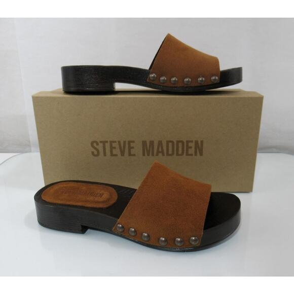 Steve Madden Cento Slide Sandals Chestnut Brown Suede Made in Italy - Picture 1 of 8
